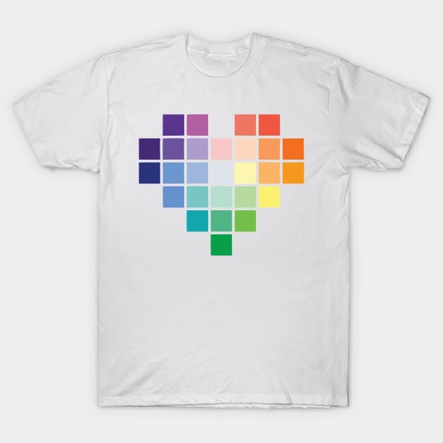 Rainbow Pixel Hearts T-Shirt by SandiTyche